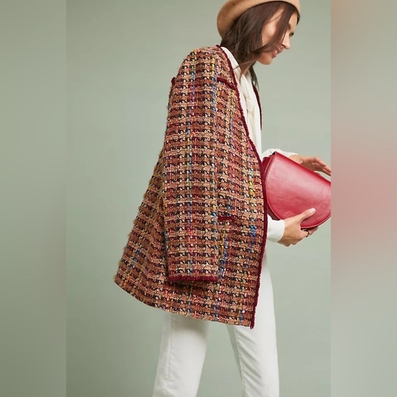 Anthropologie ett:twa Harlequin Tweed Blazer Bohemian Casual Women’s XS - Picture 2 of 14